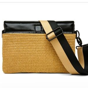 Think Royln Yacht Bum Bag 2.0 Dune Raffia & Pearl Black Medium XBody Belt Bag